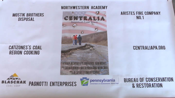 A number groups came together to help with the cleanup day in Centralia. They were listed on this banner.