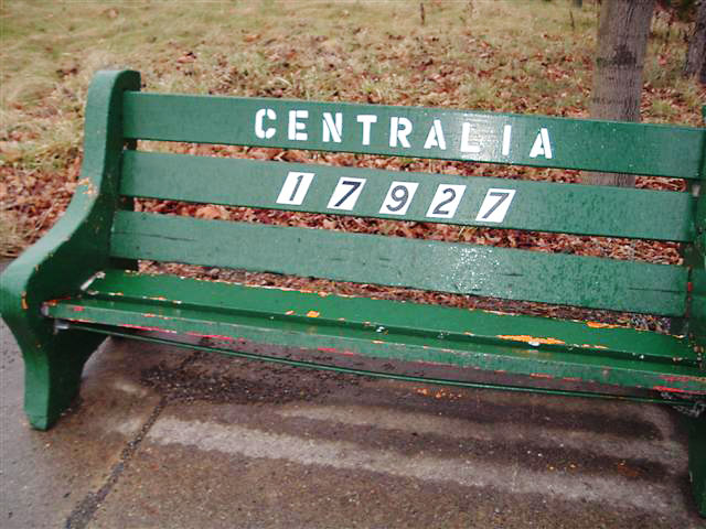 Centralia green bench with 17927 zip. Credit: Flickr/6legs